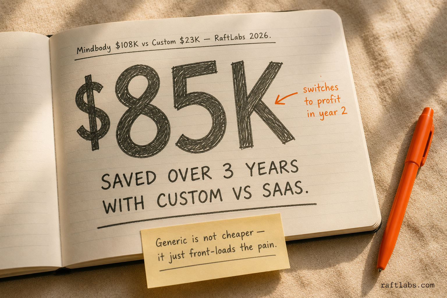 Custom med spa loyalty software saves $20,000 to $85,000 over three years compared to generic SaaS platforms like Mindbody