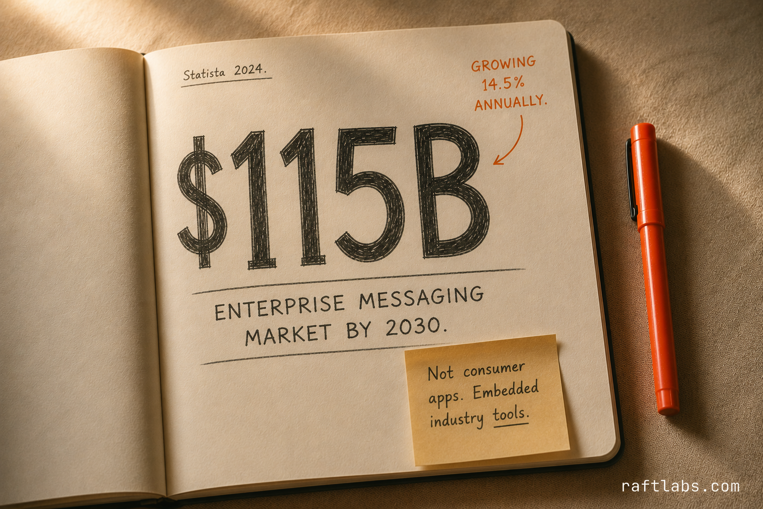 $115B enterprise messaging market projection by 2030