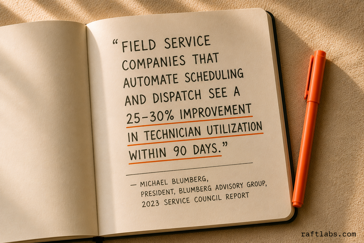 Michael Blumberg quote: field service companies that automate dispatch see 25-30% improvement in technician utilization within 90 days