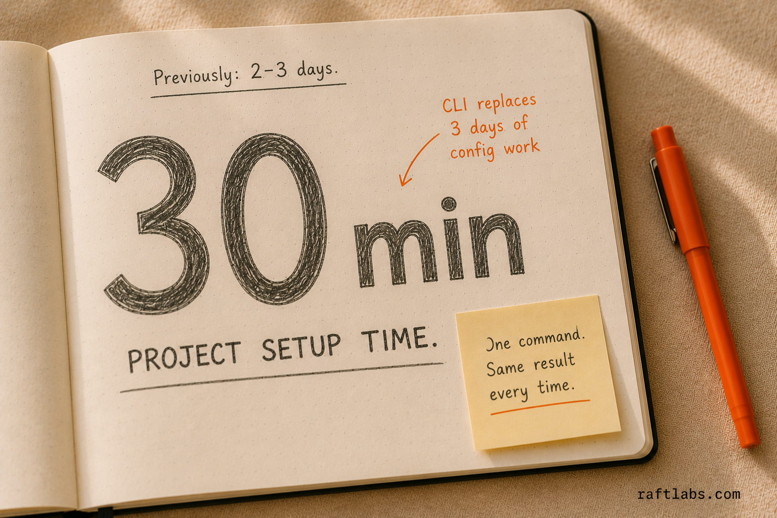 RaftStack CLI cut project setup time from 2-3 days to under 30 minutes