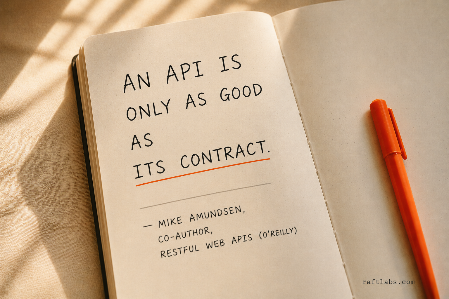 Mike Amundsen quote: An API is only as good as its contract - the documentation, schema, and versioning policy are what make it a platform rather than a set of endpoints