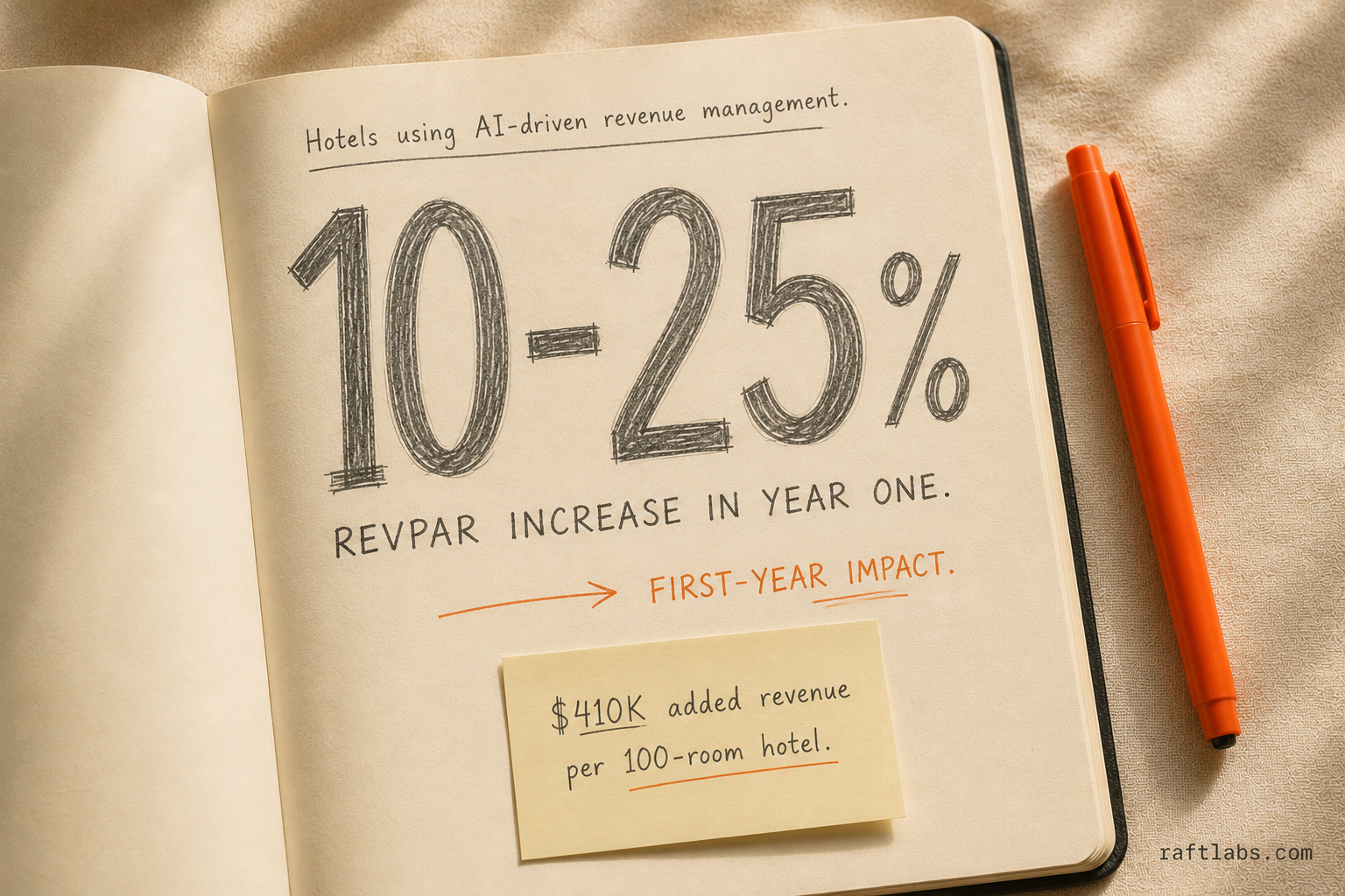 10-25% RevPAR increase in year one from AI-driven revenue management